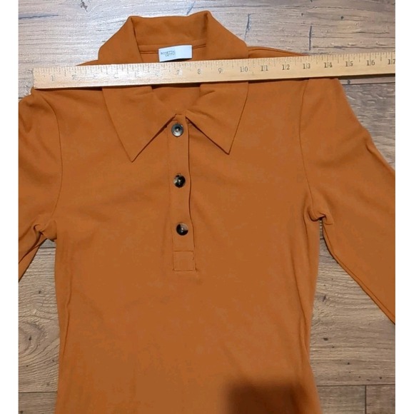 NWT Rosetta Getty Womens Sz M Fitted Wo Long Sleeve 3 Button Collared Polo Shirt - Picture 6 of 14